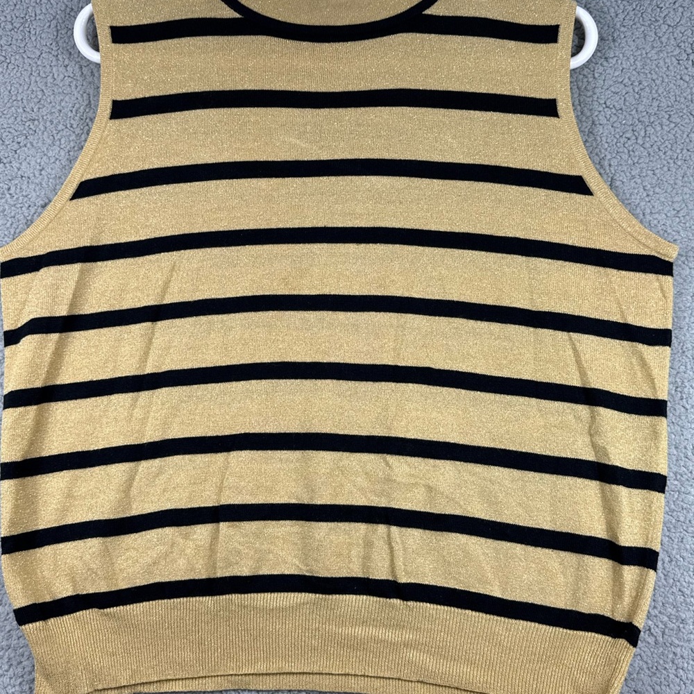 Maggie Barnes Metallic Gold and Black‎ Knit Top